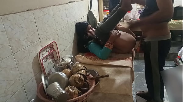 Desi Indian stepsister has hard sex in kitchen, Brother forcibly fucked sister in kitchen, Clear hindi audio